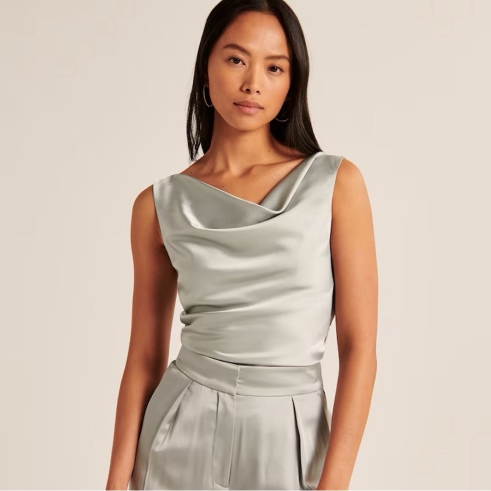Abercrombie & Fitch Satin Cowl Neck Top